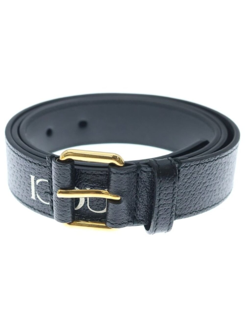 Gucci Adidas Logo Print Leather Belt Black